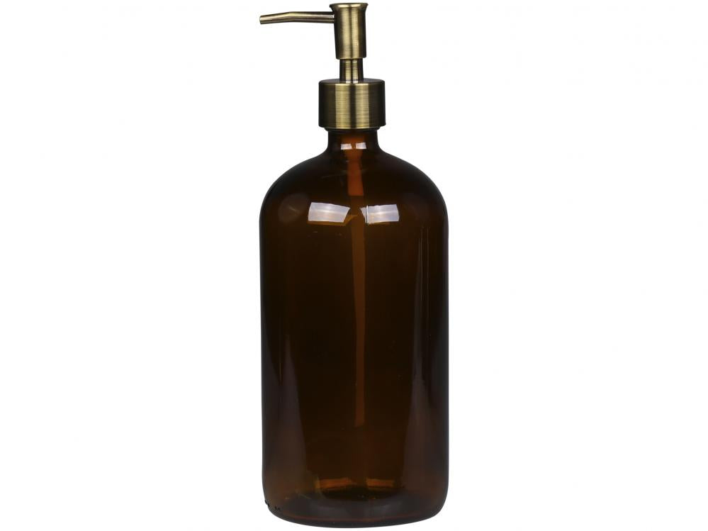 TVÅLPUMP I GLAS - MOCCA - 2 pumphuvuden - Svart & Mässing - 480 ML eller 1L