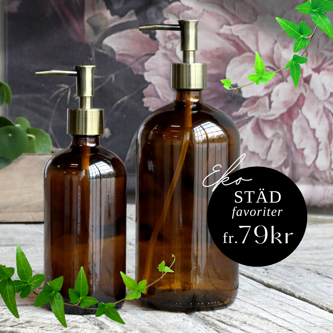 TVÅLPUMP I GLAS - MOCCA - 2 pumphuvuden - Svart & Mässing - 480 ML eller 1L