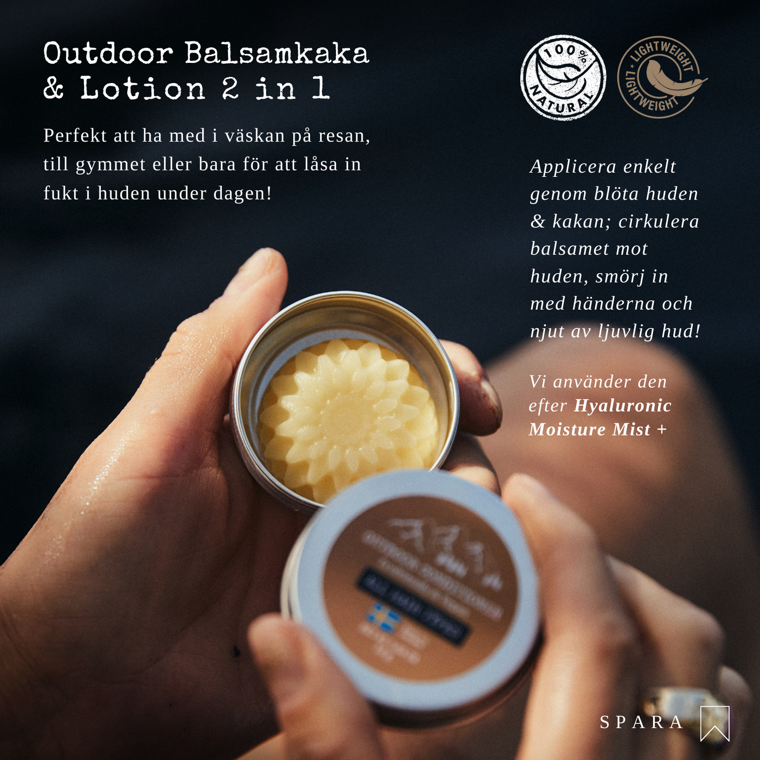 Outdoor Balsamkaka & Lotion 2 in 1 i förvaringsdosa